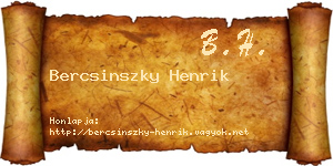 Bercsinszky Henrik névjegykártya